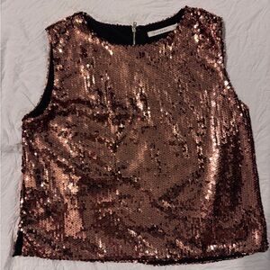 Ellison Brown Sequin Boxy Tank Top